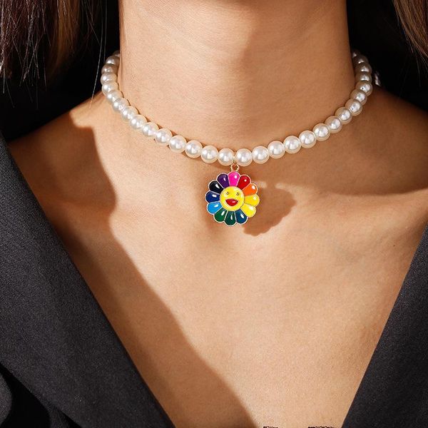 chokers colorful sunflower pendant pearl choker necklace aesthetics; for girls women beads chain collier korean fashion female collar, Golden;silver
chokers colorful sunflower pendant pearl choker necklace aesthetics; for girls women beads chain collier korean fashion female collar, Golden;silver