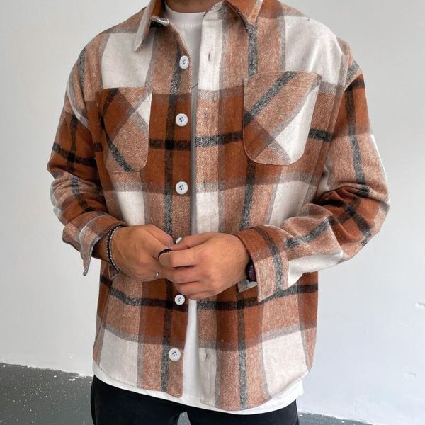men's jackets men casual shirts jacket autumn&winter long sleeve turn-down collar single-breasted pockets coats plaid, Black;brown
men's jackets men casual shirts jacket autumn&winter long sleeve turn-down collar single-breasted pockets coats plaid, Black;brown