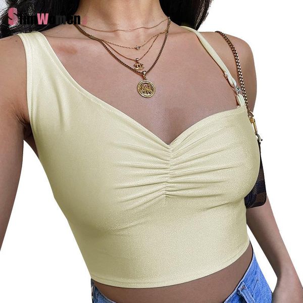women's tanks & camis yellow women skinny fashion summer streetwear cropped sleeveless crop irregular ruched off shoulder sexy, White
women's tanks & camis yellow women skinny fashion summer streetwear cropped sleeveless crop irregular ruched off shoulder sexy, White