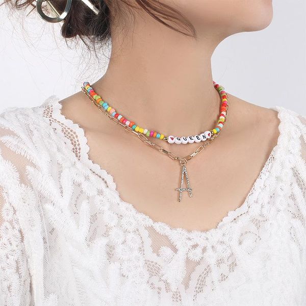 chokers colorful bohemia beaded choker neckalce for women collar letter a pendant girls fashion double layer beach jewelry, Golden;silver
chokers colorful bohemia beaded choker neckalce for women collar letter a pendant girls fashion double layer beach jewelry, Golden;silver