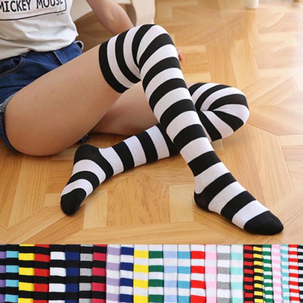 women girls over knee long stripe printed thigh high striped cotton socks 22 colors sweet cute plus size overknee socks, Black;white
women girls over knee long stripe printed thigh high striped cotton socks 22 colors sweet cute plus size overknee socks, Black;white