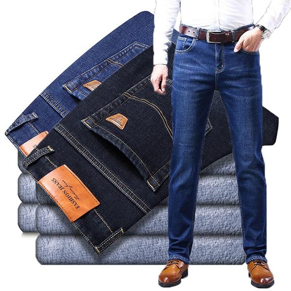 men's jeans winter plus cashmere warm straight slim business fashion thick denim trousers fleece stretch brand pants, Blue
men's jeans winter plus cashmere warm straight slim business fashion thick denim trousers fleece stretch brand pants, Blue