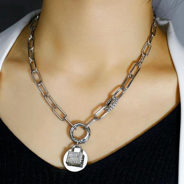 pendant necklaces lifefontier punk chain choker necklace with lock mujer round disc padlock for women gift jewelry collares femme, Silver
pendant necklaces lifefontier punk chain choker necklace with lock mujer round disc padlock for women gift jewelry collares femme, Silver
