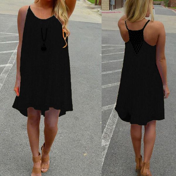 fashion spaghetti strap back womens dress howllow out summer chiffon beach short casual loose boho retro sundress, Black;gray
fashion spaghetti strap back womens dress howllow out summer chiffon beach short casual loose boho retro sundress, Black;gray
