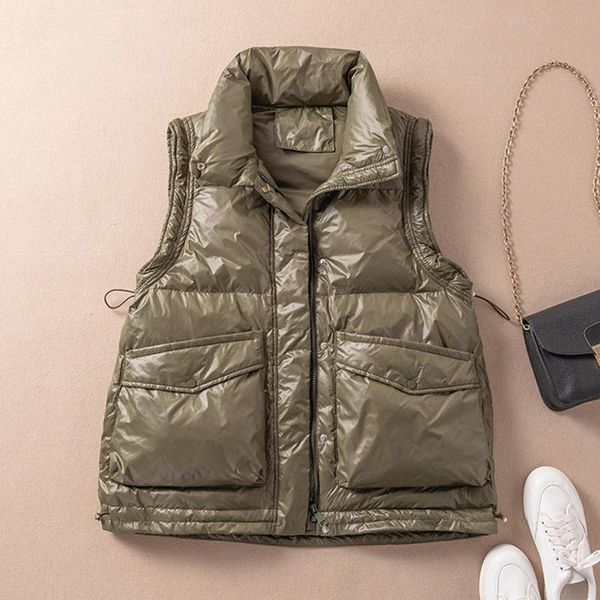 winter oversize duck down vest women ultra light casual waistcoat autumn pocket jacket slim parkas ed1494 women's, Black
winter oversize duck down vest women ultra light casual waistcoat autumn pocket jacket slim parkas ed1494 women's, Black