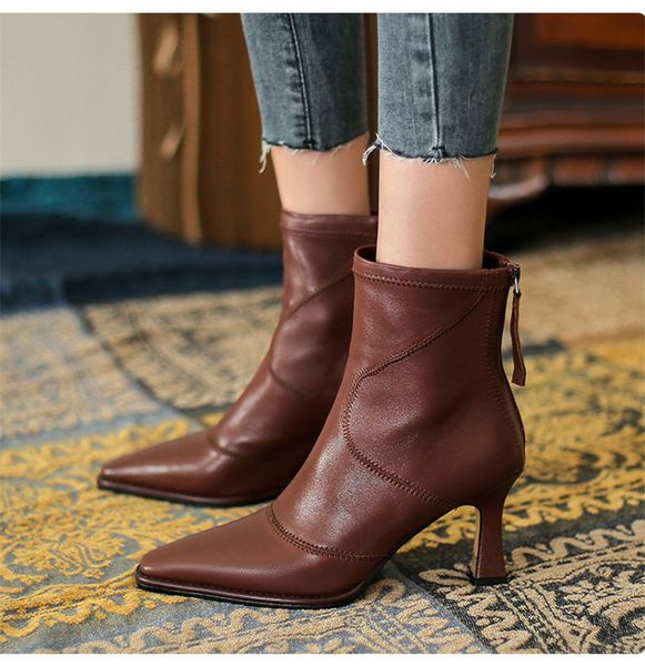spring/autumn women boots fashion stretch sheepskin shoes women stitching solid color pointed toe stiletto heels ankle boots 210507, Black
spring/autumn women boots fashion stretch sheepskin shoes women stitching solid color pointed toe stiletto heels ankle boots 210507, Black