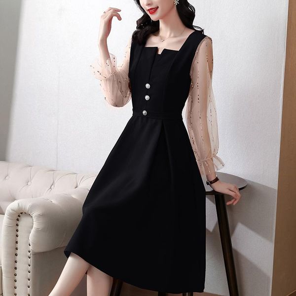 casual dresses chiffon loose women fashion lace stitching square-collar autumn long sleeve dress a-line knee-length houthion, Black;gray
casual dresses chiffon loose women fashion lace stitching square-collar autumn long sleeve dress a-line knee-length houthion, Black;gray