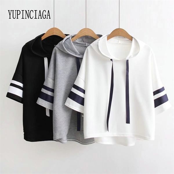 yupinciaga women webbing short sleeves loose solid color hooded striped sleeves lace-up pullover t-shirt new summer t shirt 210401, White
yupinciaga women webbing short sleeves loose solid color hooded striped sleeves lace-up pullover t-shirt new summer t shirt 210401, White