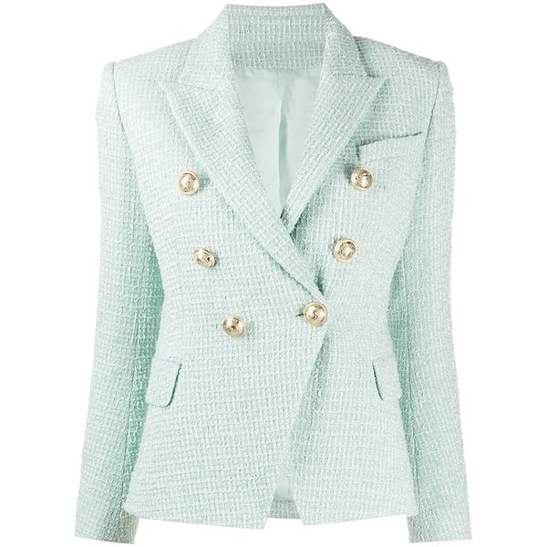 womens high street est designer jacket womens classic metal buttons double breasted tweed blazer mint green, White;black
womens high street est designer jacket womens classic metal buttons double breasted tweed blazer mint green, White;black