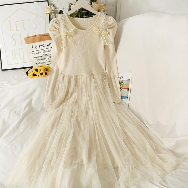 casual dresses elegant french women dress beading long sleeve a-line sweet autumn winter knit splice mesh midi, Black;gray
casual dresses elegant french women dress beading long sleeve a-line sweet autumn winter knit splice mesh midi, Black;gray