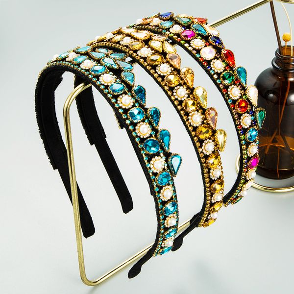 luxury baroque multi color geometric crystal headband vintage imitation pearl beaded hairband girls party tiara bezel, Silver
luxury baroque multi color geometric crystal headband vintage imitation pearl beaded hairband girls party tiara bezel, Silver