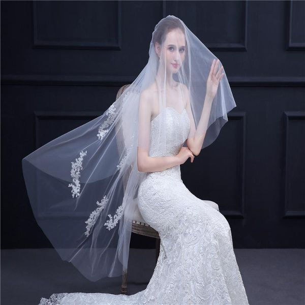 bridal veils elegant wedding veil with blusher for white ivory two layers lace appliques, Black
bridal veils elegant wedding veil with blusher for white ivory two layers lace appliques, Black