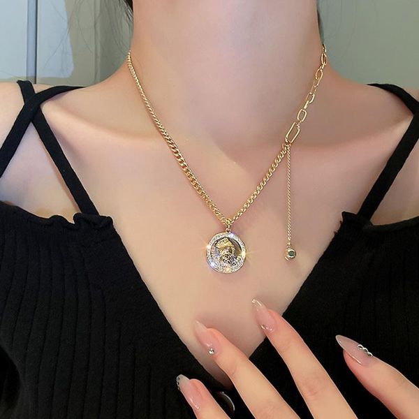 pendant necklaces korean fashion round brand head necklace for women 2021 jewelry diamond temperament design clavicle chain accessories sy03, Silver
pendant necklaces korean fashion round brand head necklace for women 2021 jewelry diamond temperament design clavicle chain accessories sy03, Silver