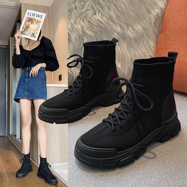 net red knitted sock's bandage thin 2021 autumn thick soled short fashion sports martin boots trend, Black
net red knitted sock's bandage thin 2021 autumn thick soled short fashion sports martin boots trend, Black