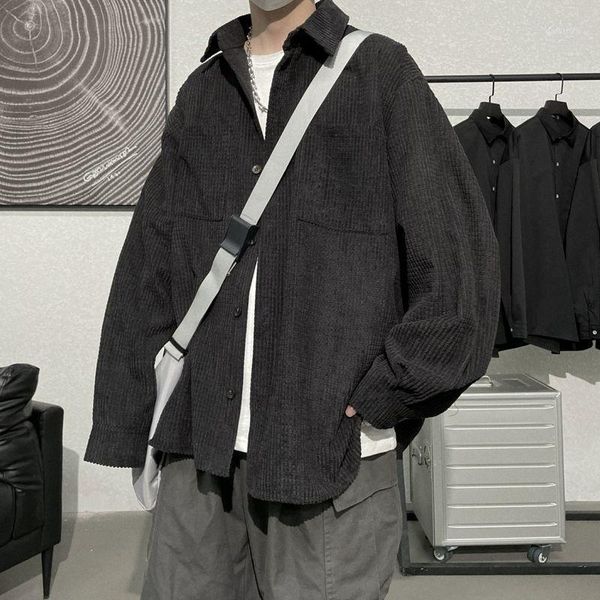 men's casual shirts plaid corduroy men harajuku solid color baggy oversized shirt long sleeve fashion vintage clothes clothing, White;black
men's casual shirts plaid corduroy men harajuku solid color baggy oversized shirt long sleeve fashion vintage clothes clothing, White;black