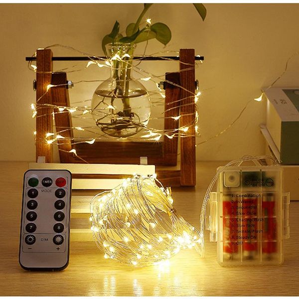strings fairy lights battery operated 5m 10m string remote control timer twinkle 8 modes firefly garland