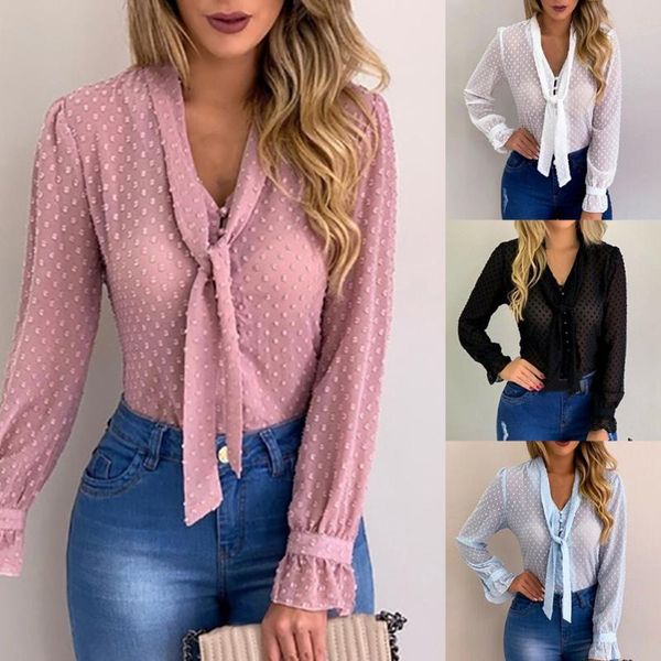 women's blouses & shirts blouse women button tie polka dot long sleeve shirt summer autumn fashion v-neck office, White
women's blouses & shirts blouse women button tie polka dot long sleeve shirt summer autumn fashion v-neck office, White