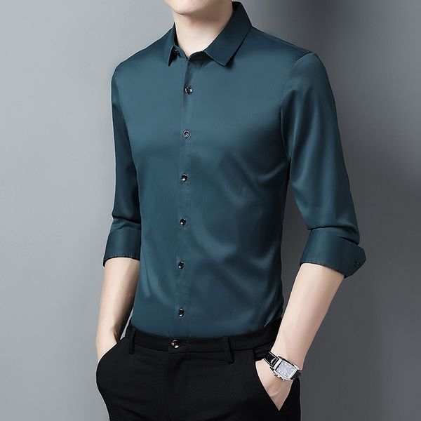 spring and autumn smooth material anti wrinkle non ironing ice long sleeve men's busins leisure imitation mulberry silk shirt, Black
spring and autumn smooth material anti wrinkle non ironing ice long sleeve men's busins leisure imitation mulberry silk shirt, Black