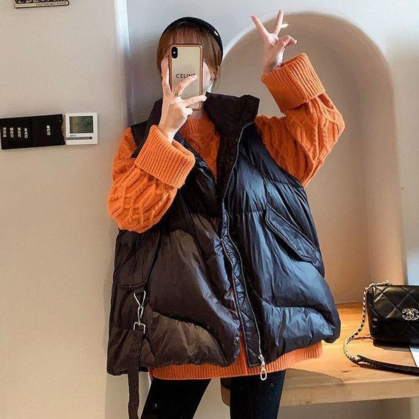 women's vests 2021 autumn winter women solid cotton padded jacket vest female thick warm coat casual stand collar sleeveless waistcoat, Black;white
women's vests 2021 autumn winter women solid cotton padded jacket vest female thick warm coat casual stand collar sleeveless waistcoat, Black;white