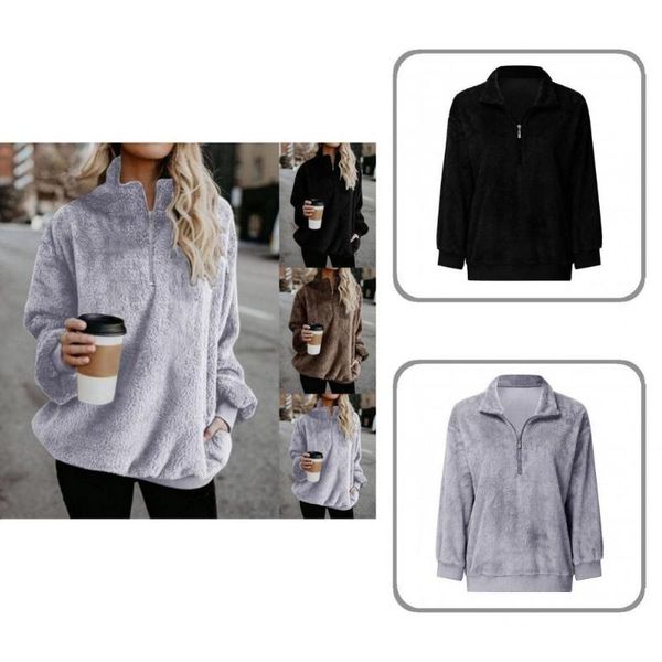 women's hoodies & sweatshirts pullover sweatshirt plush jumper autumn winter warm stylish zipper neck solid color, Black
women's hoodies & sweatshirts pullover sweatshirt plush jumper autumn winter warm stylish zipper neck solid color, Black