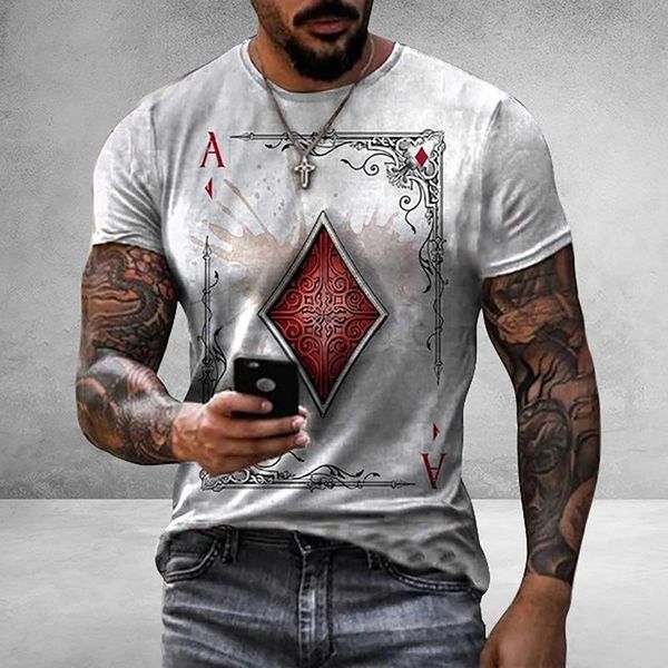 summer t-shirt men playing cards diamond square print casual short sleeve pullover loose men's t-shirts, White;black
summer t-shirt men playing cards diamond square print casual short sleeve pullover loose men's t-shirts, White;black