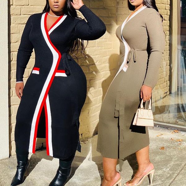 splus size women knitted midi coats with contrast color patchwork 2021 winter lady v-neck lace-up long sleeve keep warm overcoat women', Black;brown
splus size women knitted midi coats with contrast color patchwork 2021 winter lady v-neck lace-up long sleeve keep warm overcoat women', Black;brown