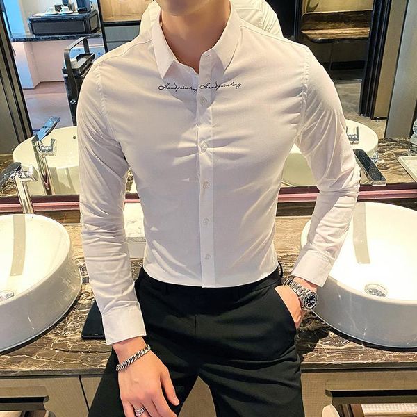 men's casual shirts business men vintage slim fit shirt spring social long sleeve blouse homme male clothing on7h, White;black
men's casual shirts business men vintage slim fit shirt spring social long sleeve blouse homme male clothing on7h, White;black
