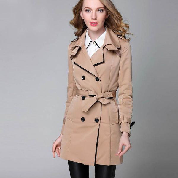 women's trench coats double-breasted casual autumn slim waist lapel collar long windbreaker female outwear, Tan;black
women's trench coats double-breasted casual autumn slim waist lapel collar long windbreaker female outwear, Tan;black