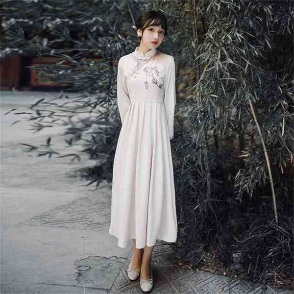 elegant spring evening party long sleeve dress chinese style floral embroidery cheongsam fit and flare women 210603, Black;gray
elegant spring evening party long sleeve dress chinese style floral embroidery cheongsam fit and flare women 210603, Black;gray