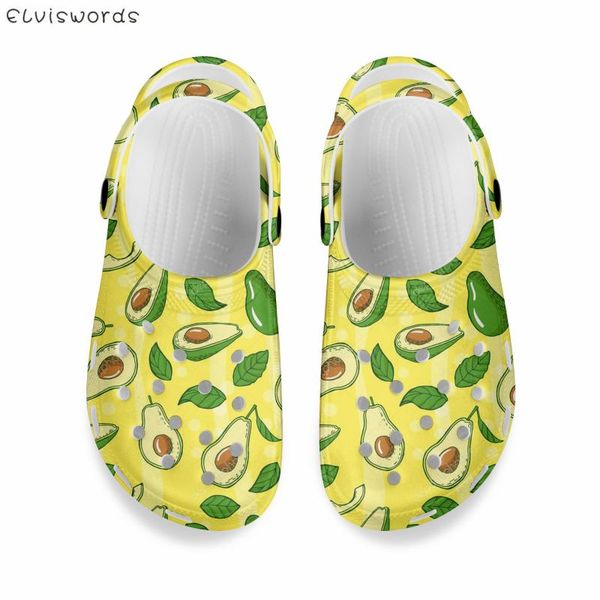 slippers elviswords cartoon fruit avocado pattern beach comfortable ladies light sandals home casual women lazy hole flats shoes, Black 
slippers elviswords cartoon fruit avocado pattern beach comfortable ladies light sandals home casual women lazy hole flats shoes, Black