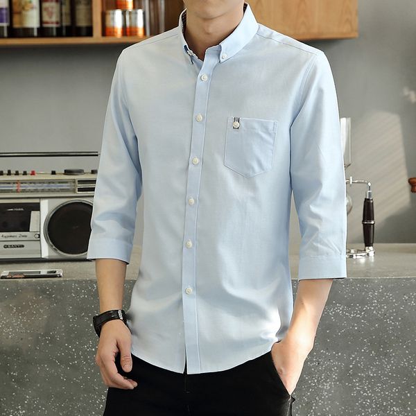 summer korean men's quarter sleeve shirt trend solid color youth thin shirt casual professional, White;black
summer korean men's quarter sleeve shirt trend solid color youth thin shirt casual professional, White;black