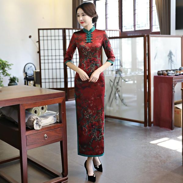 vintage stand collar women cheongsam traditional chinese style split qipao straight dress print floral long gown ethnic clothing, Red
vintage stand collar women cheongsam traditional chinese style split qipao straight dress print floral long gown ethnic clothing, Red