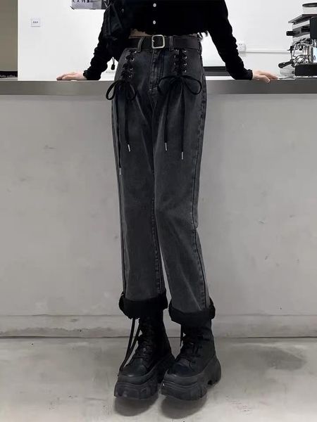 women's jeans matsumoto fried street black high waist 2021 spring and autumn design sense lace-up straight pants fashion, Blue
women's jeans matsumoto fried street black high waist 2021 spring and autumn design sense lace-up straight pants fashion, Blue