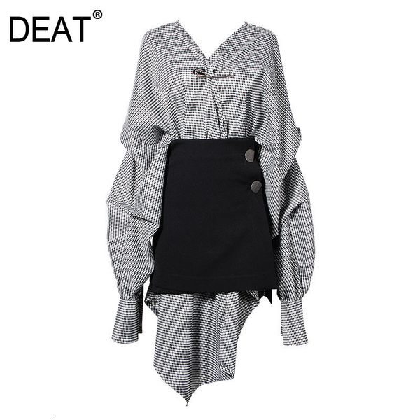 deat new classical designs plaided lantern sleeves pleated v-neck long shirt and waist seals wide two pieces set kb28801m 210428, Black;gray
deat new classical designs plaided lantern sleeves pleated v-neck long shirt and waist seals wide two pieces set kb28801m 210428, Black;gray