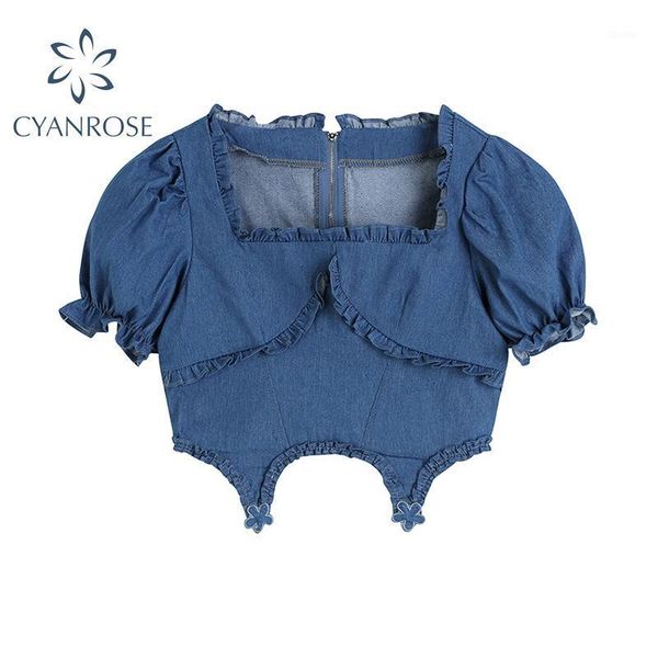 women's blouses & shirts women shirt summer 2021 vintage square collar lace edge irregular demim jacket korean chic denim short blouse, White
women's blouses & shirts women shirt summer 2021 vintage square collar lace edge irregular demim jacket korean chic denim short blouse, White