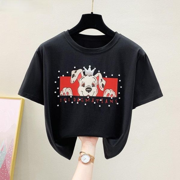 women's t-shirt short sleeve tshirt women clothing black summer girl printed beading tee shirt pink kawaii clothes cotton 2021, White
women's t-shirt short sleeve tshirt women clothing black summer girl printed beading tee shirt pink kawaii clothes cotton 2021, White