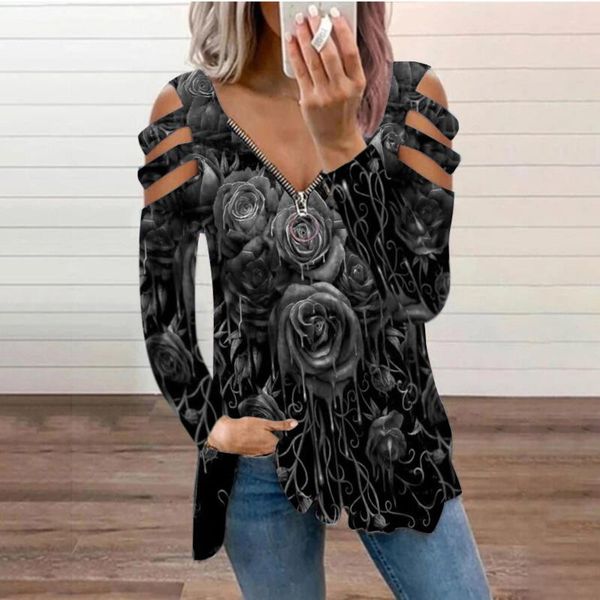 women's blouses & shirts casual rose hollow out blouse plus size strapless zipper loose long-sleeved for women ropa de mujer 2021, White
women's blouses & shirts casual rose hollow out blouse plus size strapless zipper loose long-sleeved for women ropa de mujer 2021, White