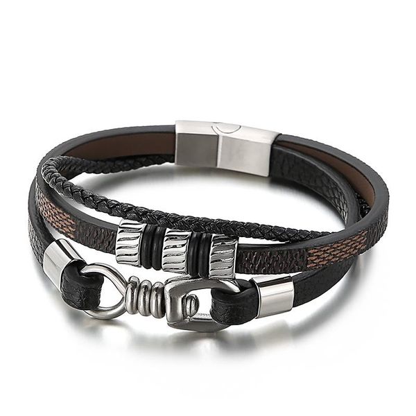 link, chain 2021 european punk jewelry men's multilayer cowhide contrast woven stainless steel leather bracelet braided 210mm, Black
link, chain 2021 european punk jewelry men's multilayer cowhide contrast woven stainless steel leather bracelet braided 210mm, Black