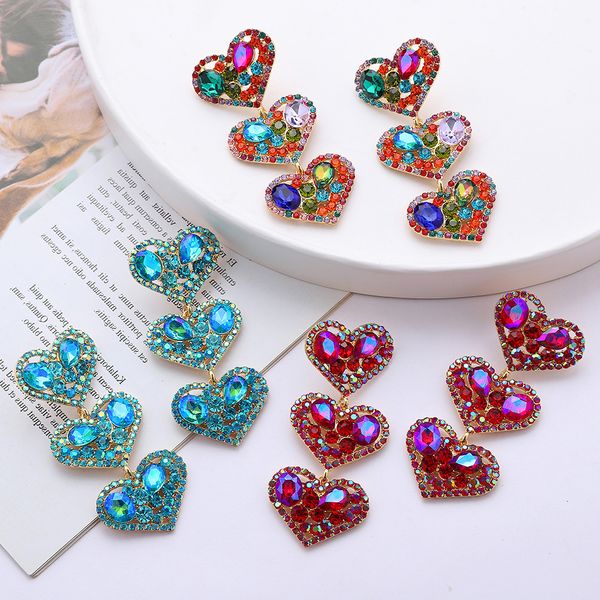 color diamond series fashion multi-layer love inlaid water full earrings exaggerated super flash trend women's, Golden
color diamond series fashion multi-layer love inlaid water full earrings exaggerated super flash trend women's, Golden