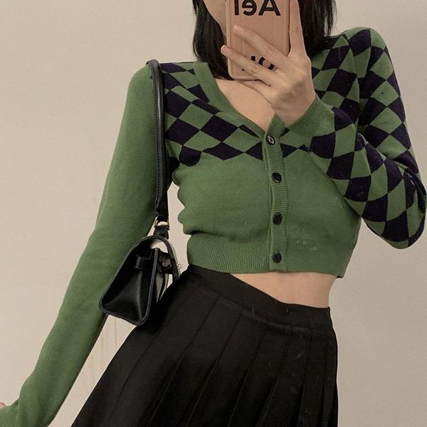 women's sweaters zogaa vintage v-neck plaid long sleeve women sweater 2021 autumn winter short knitted cardigan womes england style, White;black
women's sweaters zogaa vintage v-neck plaid long sleeve women sweater 2021 autumn winter short knitted cardigan womes england style, White;black
