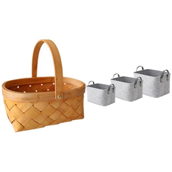 1x woven basket, pastoral fruit basket & 3 pcs felt storage boxes with two handles,foldable laundry baskets
1x woven basket, pastoral fruit basket & 3 pcs felt storage boxes with two handles,foldable laundry baskets