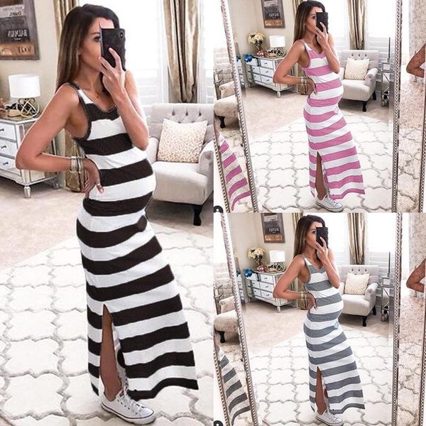 maternity dresses summer dress pregnancy sleeveless women pregnants clothes striped crew neck split, White
maternity dresses summer dress pregnancy sleeveless women pregnants clothes striped crew neck split, White