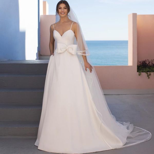 other wedding dresses simple white v-neck dress for bride 2021 a-line sleeveless spaghetti straps bow pocket court train backless bridal gow
other wedding dresses simple white v-neck dress for bride 2021 a-line sleeveless spaghetti straps bow pocket court train backless bridal gow
