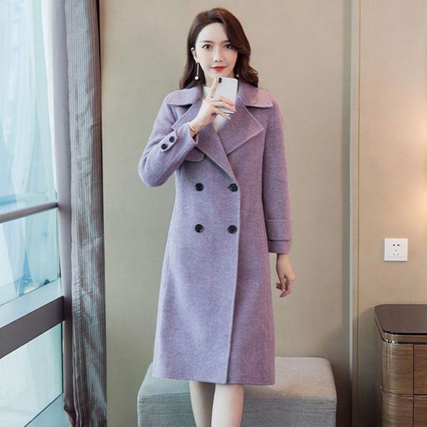women's wool & blends korean fashion woman long woolen blend coats 2021 chic female autumn turn down collar outerwear ladies elegant po, Black
women's wool & blends korean fashion woman long woolen blend coats 2021 chic female autumn turn down collar outerwear ladies elegant po, Black