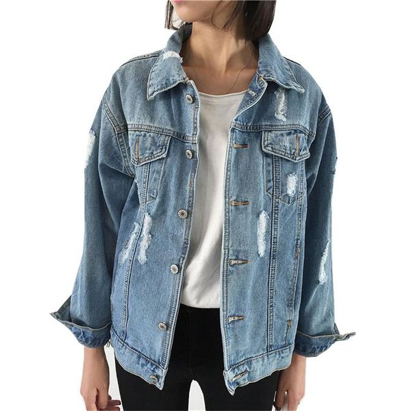 women's jackets hole denim 2021 spring autumn coat bomber jeans single breasted casual coats female k330, Black;brown
women's jackets hole denim 2021 spring autumn coat bomber jeans single breasted casual coats female k330, Black;brown
