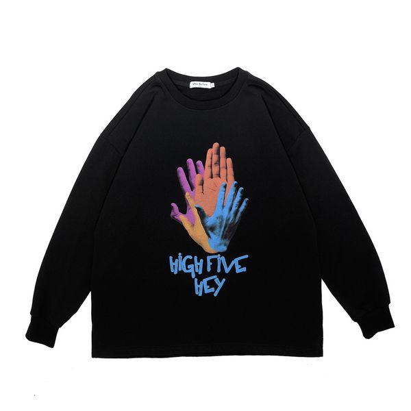 chaopai autumn and winter hip hop leisure loose simple creative color letter printing couple pullover round neck sweater, Black 
chaopai autumn and winter hip hop leisure loose simple creative color letter printing couple pullover round neck sweater, Black