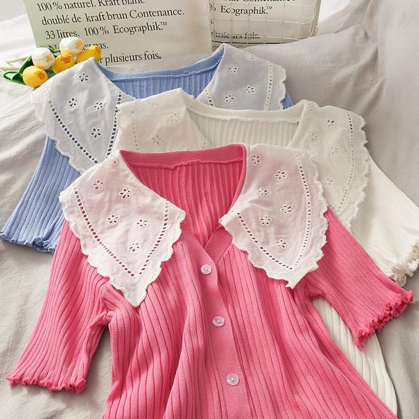 women's blouses & shirts women fashion outdoor casual front buttons hollow patchwork blouse ladies ol sweet girls student elegant daily, White
women's blouses & shirts women fashion outdoor casual front buttons hollow patchwork blouse ladies ol sweet girls student elegant daily, White