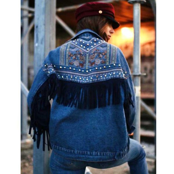women's jackets boho inspired fringe denim jacket for women embroidery rivet long sleeve casual autumn winter coat outwear, Black;brown
women's jackets boho inspired fringe denim jacket for women embroidery rivet long sleeve casual autumn winter coat outwear, Black;brown