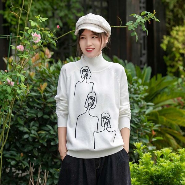 women's sweaters sweater autumn and winter women's fashion creative figure pattern high collar long sleeve loose knit pullover 6ew, White;black
women's sweaters sweater autumn and winter women's fashion creative figure pattern high collar long sleeve loose knit pullover 6ew, White;black