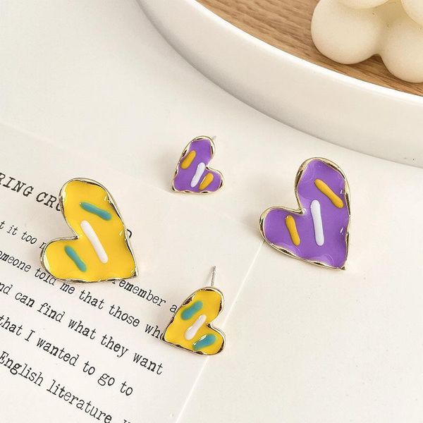stud amorcome korean sweet cute purple yellow asymmetry heart enamel earrings for women girls party fashion jewelry gifts, Golden;silver
stud amorcome korean sweet cute purple yellow asymmetry heart enamel earrings for women girls party fashion jewelry gifts, Golden;silver